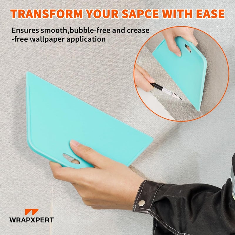 WRAPXPERT Wallpaper Tools, Wallpaper Smoothing Tools for Peel and Stick Wallpaper Hanging, Wallpaper Installation Kits for Bathroom Kitchen Contact Paper, Vinyl Backsplash Tile, Window Film Applying - Image 2